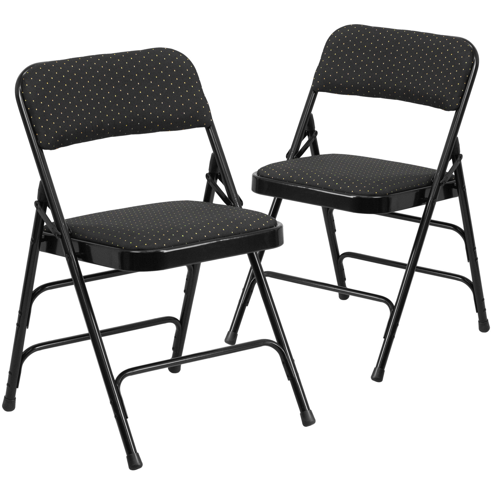 Flash Furniture, Curved Black Patterned Fabric Metal Folding Chair, Included (qty.) 2 Model# 2AWMC309AFBLK